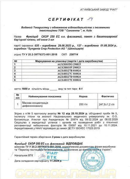 Скор Швейцария оригинал 2 мл 1590264275 фото
